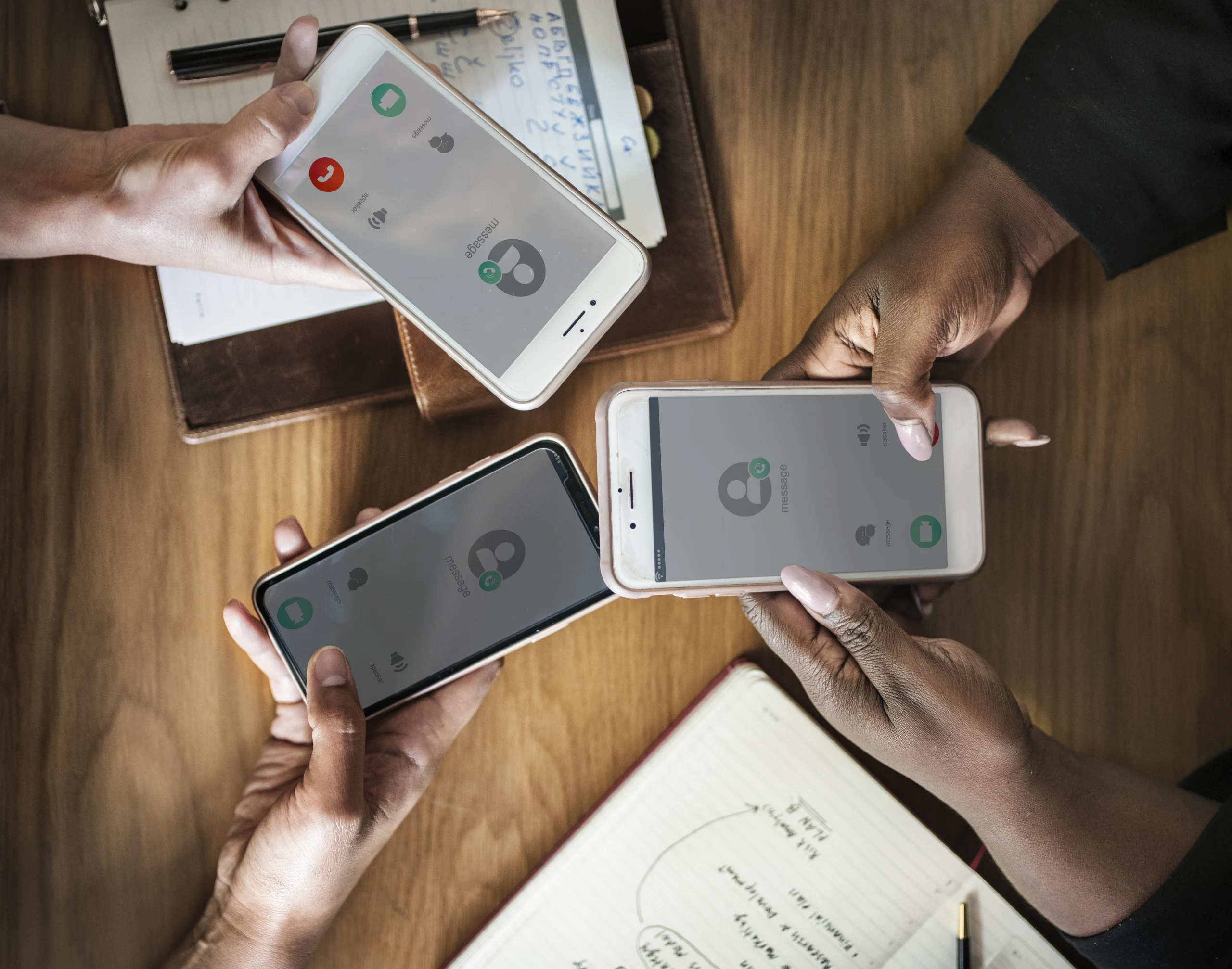 Business users collaborating through mobile communications